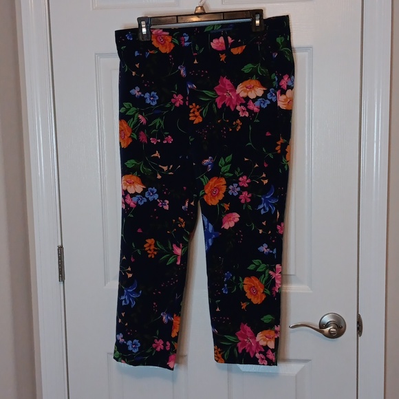 Old Navy Women's Size 8P Pants Slacks Harper Blue Floral Mid-Rise Petite - Picture 1 of 13